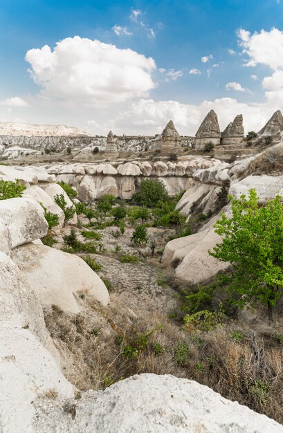 Volcanic mountains in Goreme national park, Nevsehir Province in the Central Anatolia Region of Cappadocia