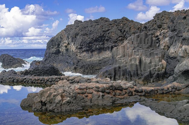 Volcanic rocks basaltic formations La Frontera El Hierro Canary islands