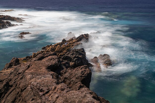 Volcanic rocks coastline, El Sauzal, Tenerife, Canary islands, Spain