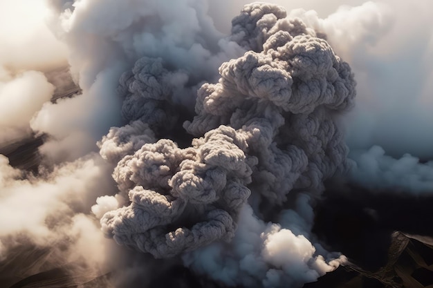 Volcanic smoke and ash emission