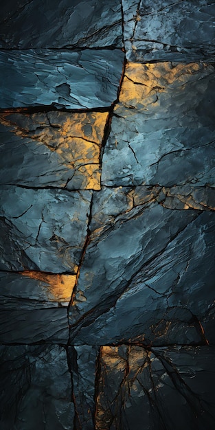 Volcanic Stone Wall with a Fractured Metal Background