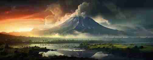 Photo volcano east java indonesia nature landscape panorama generative ai