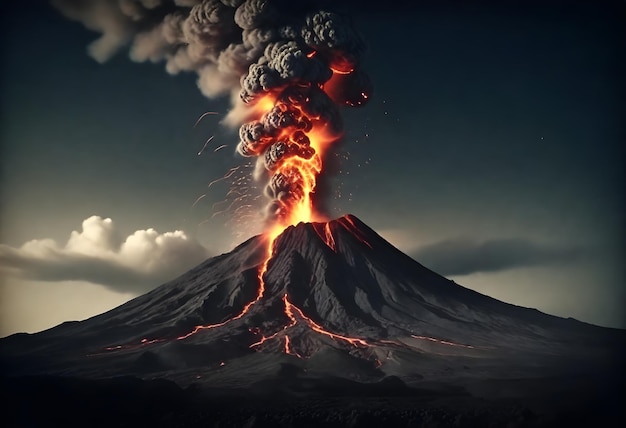 写真 火山から噴火する火山