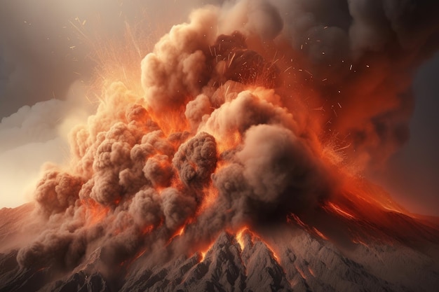 Volcano erupting Travel nature light Generate Ai