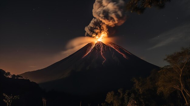 Foto fotografia di eruzione vulcanica