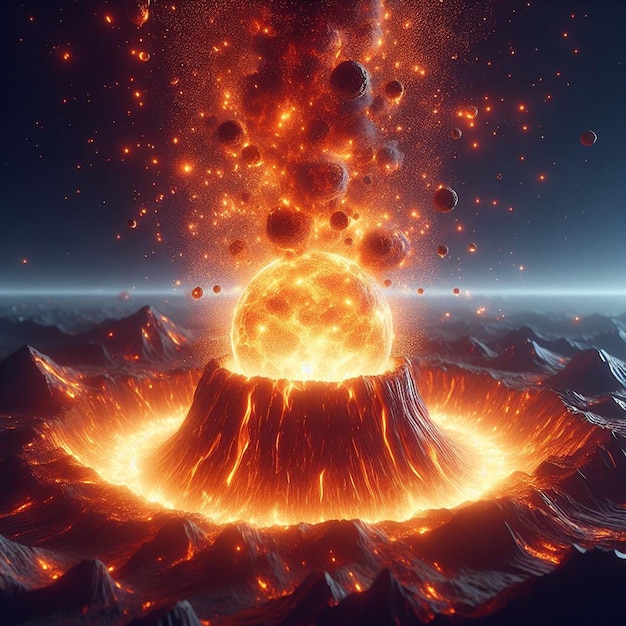 Photo volcano flowing out