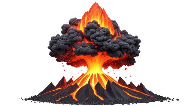 Photo volcano on isolated white background