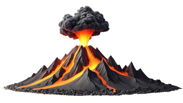 Photo volcano on isolated white background