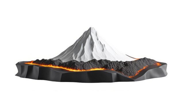 Photo volcano on isolated white background