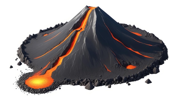 Foto vulcano isolato sullo sfondo bianco