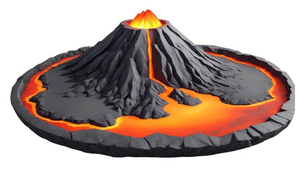 Photo volcano on isolated white background