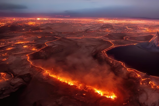 Volcano Lava Eruptions Background Image