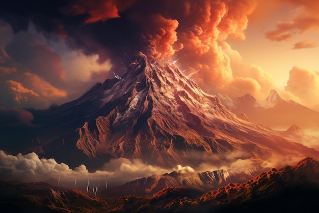 Volcano Mountain Natural Light Generative AI