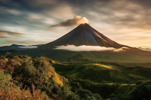 A volcano in the mountains of mayon philippines