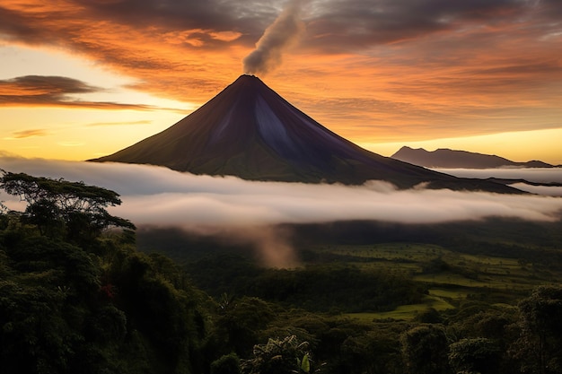 A volcano in the philippines with a cloud cover