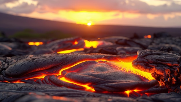 夕暮れ の 火山