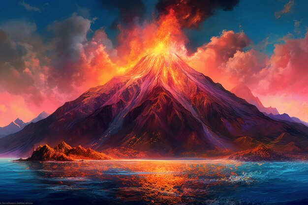 A volcano with the word volcano on it