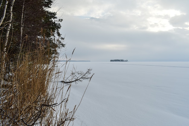 Volga River coast in winter