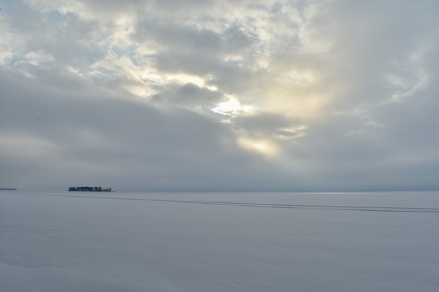 Volga River coast in winter