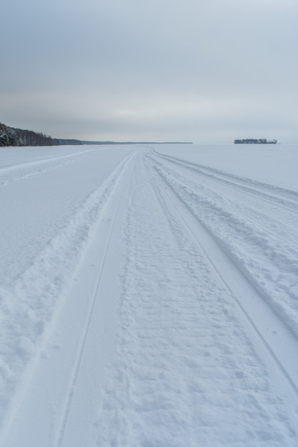 Volga River coast in winter