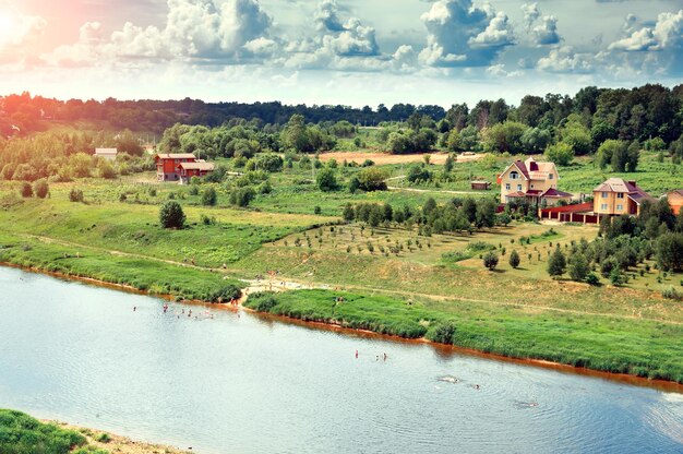 Photo volga river valley on the outskirts of rzhev