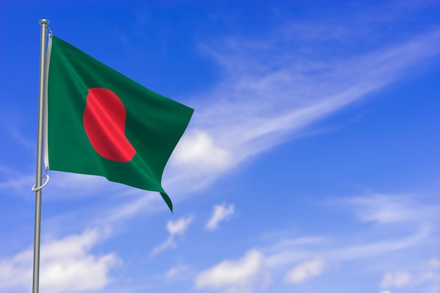 Volksrepubliek Bangladesh Vlag Over Blauwe Hemel Achtergrond 3D Illustratie