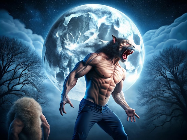 Volle maan en weerwolf Wolfman
