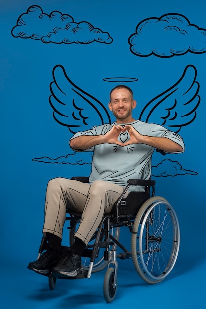 Foto volledig geschoten man poseren in studio