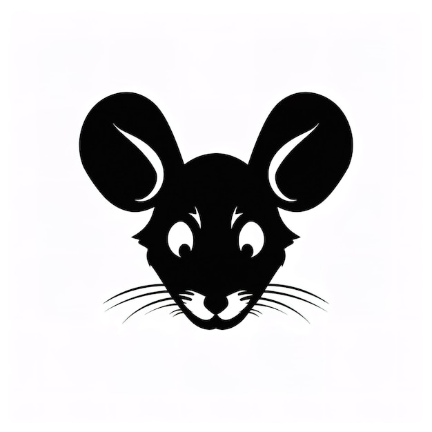 Foto volledig gezicht een muis hoofd silhouet tegen een witte achtergrond