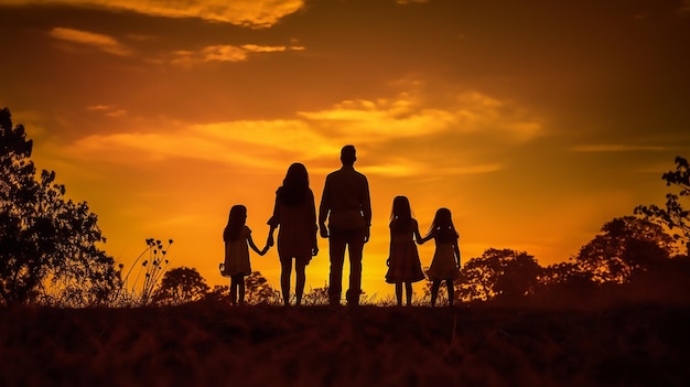 volledig shot familie silhouet