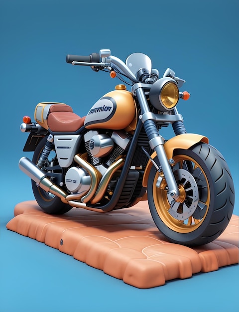 Volledig Vintage Motorcycle thema isometrisch 3D-ontwerp zeer gedetailleerd