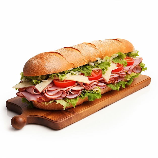 Volledige lengte onderzeese sandwich op witte achtergrond