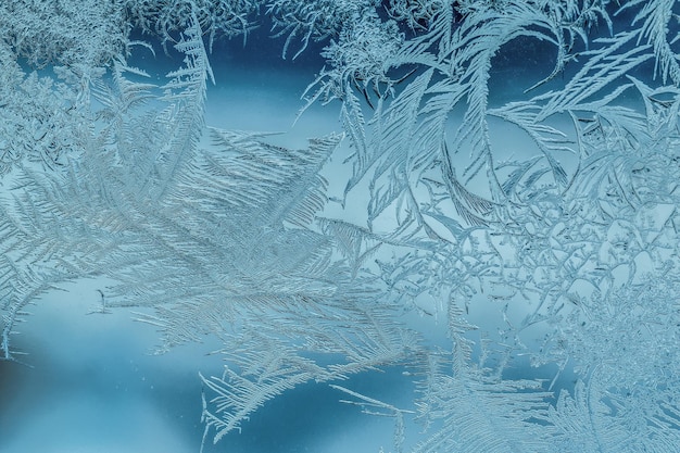 Volledige opname van sneeuwvlokken op een glazen raam