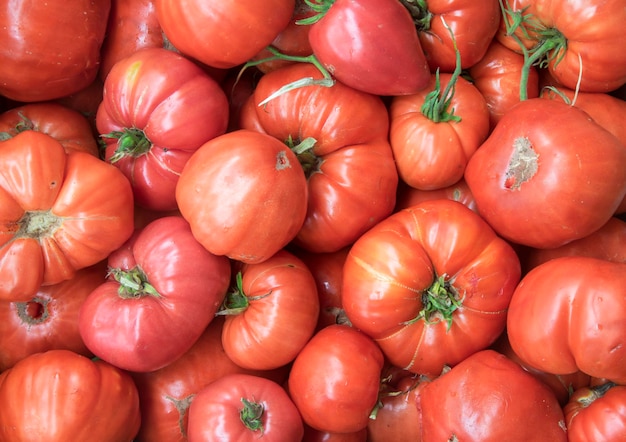 Volledige opname van tomaten voor verkoop op de markt