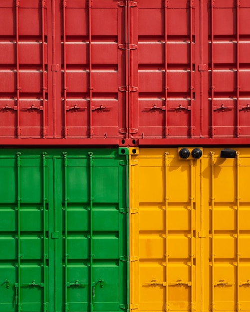 Volledige opname van veelkleurige containers