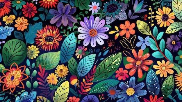 Volledscherm bloemen illustraties achtergrondpatronen