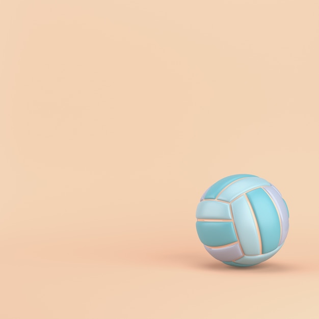 Volleyball ball on pink pastel with copy space. 3d rendering