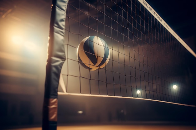 Volleyball ball in the shot Sport and healthy lifestyle concept Volleyball game AI Generated