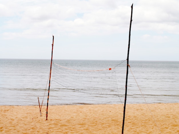 Volleyball net at the beach, sports concepts