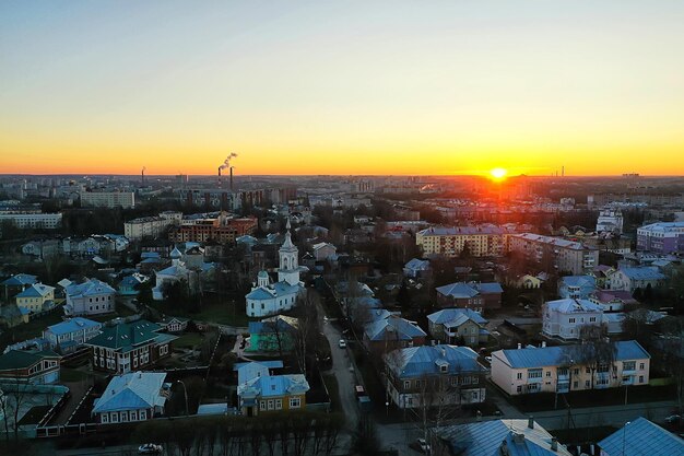 vologda view of the city from a drone, buildings architecture, a trip to the province in russia