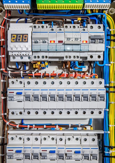 Voltage distributor with automatic switches electrical\
background