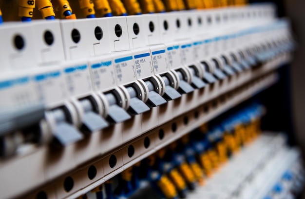 Voltage switchboard with circuit breakers.