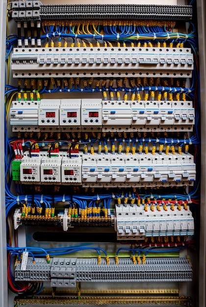 Photo voltage switchboard with circuit breakers.