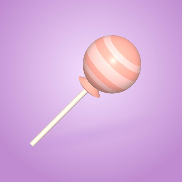 Volumetric 3D illustration of a wrapped lollipop