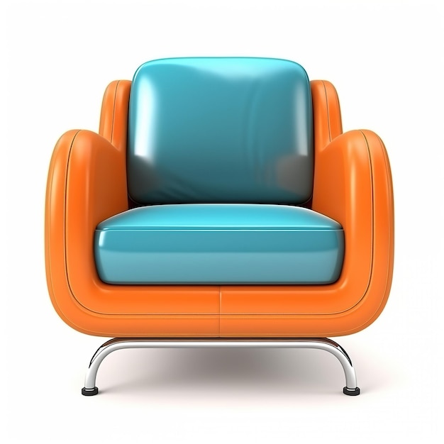 Volumetric image of a modern armchair Furniture interior isolated element on white background