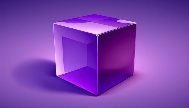 Volumetric purple cube isolated close up generative AI