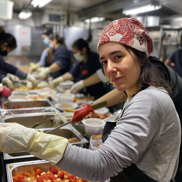 Volunteering at a holiday soup kitchen giving spirit hearts full