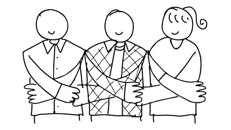 Photo volunteering png hand drawn people holding hands support concept
