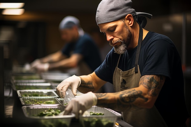 Volunteers Preparing And Serving Meals Generative AI