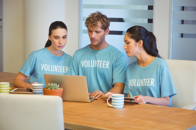 Photo volunteers using a laptop